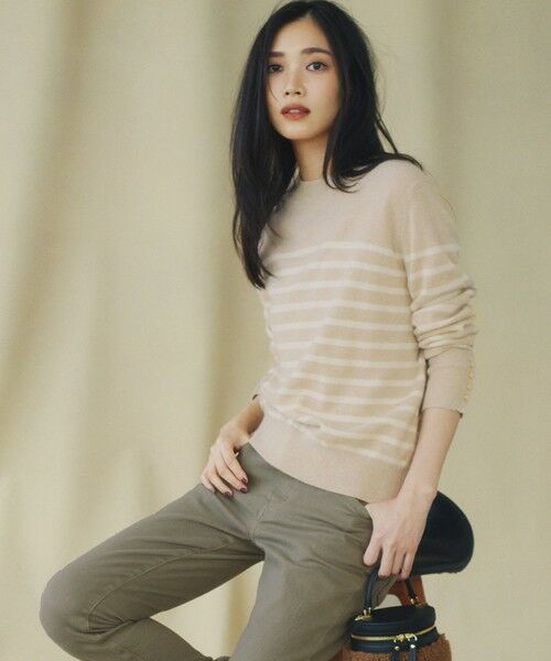 セール】 【洗える】ピュアカシミヤ ボーダー ニット （ニット