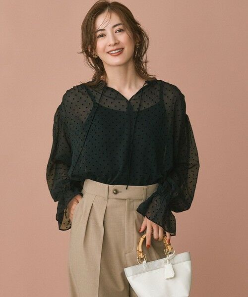 セール】 【洗える】クレープドットフロッキー ブラウス （シャツ