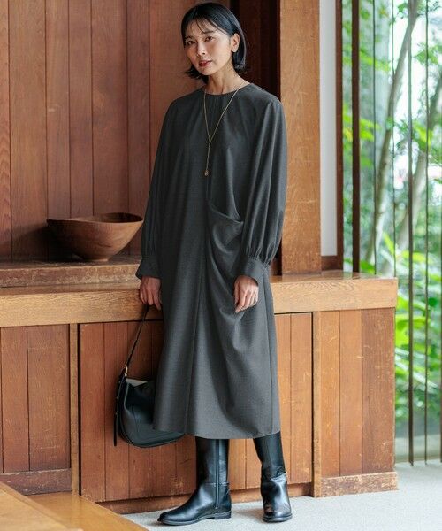 セール】 【洗える】TWマットクロス ワンピース （ロング・マキシ丈