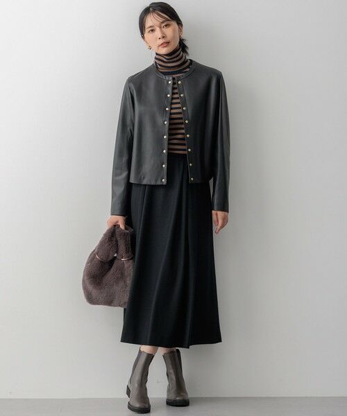 セール】 ラムレザー ノーカラージャケット （ノーカラージャケット