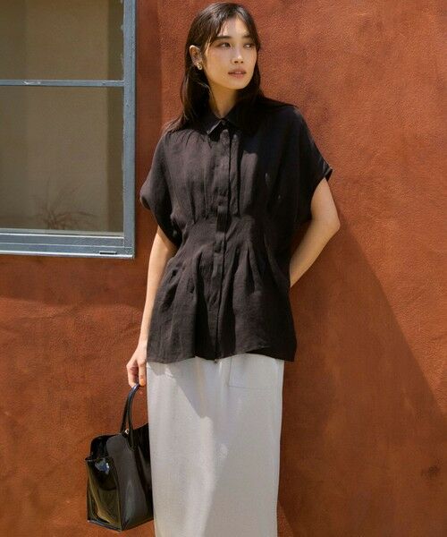 セール】 【洗える】LIBECOリネン タック デザイン シャツ （シャツ