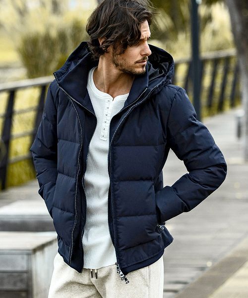 セール】 スタンドネックレイヤードダウンジャケット （ダウン