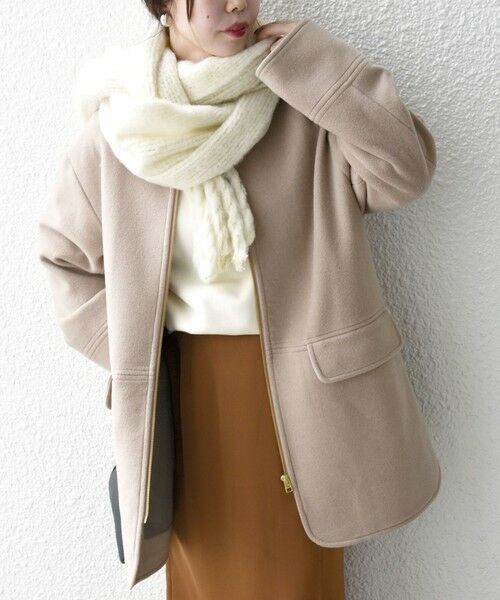 セール】 SHIPS any: SUPER100 ノーカラー ジップ ショートコート