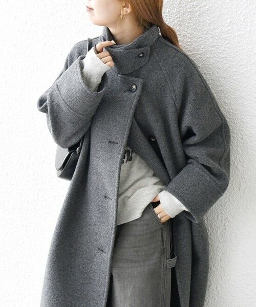 セール】 SHIPS any: スタンド & ダブル カラー ロング コート