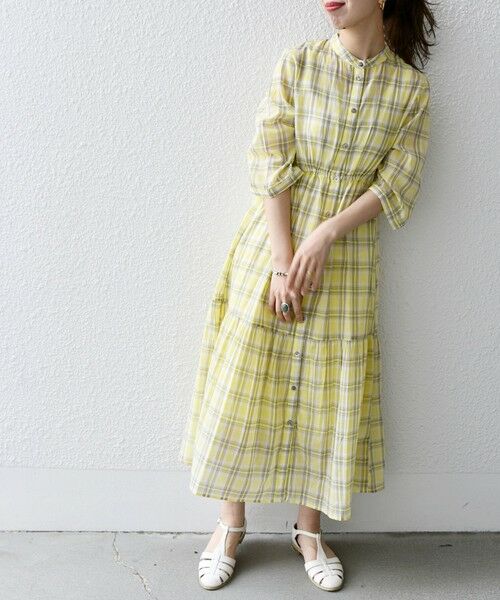 セール】 SHIPS any:〈洗濯機可能〉オリジナル シアー チェック マキシ