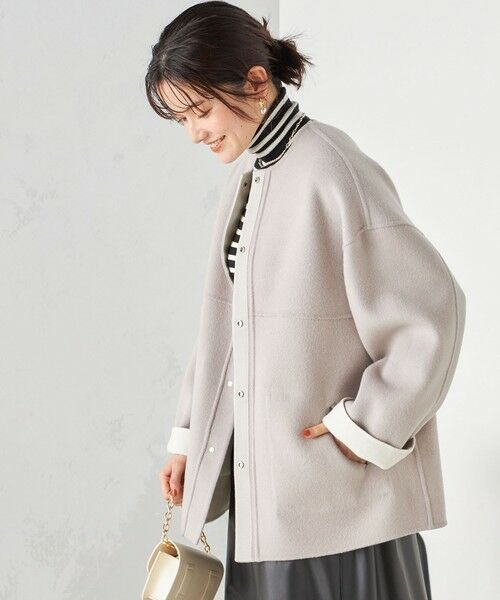 セール】 配色 リバーシブル ノーカラー コート ◇ （その他アウター