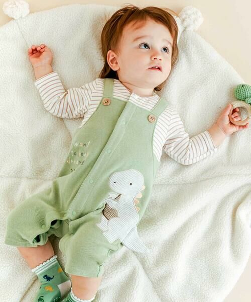 セール】 恐竜しっぽサロペットドッキングロンパースベビー(70~80cm
