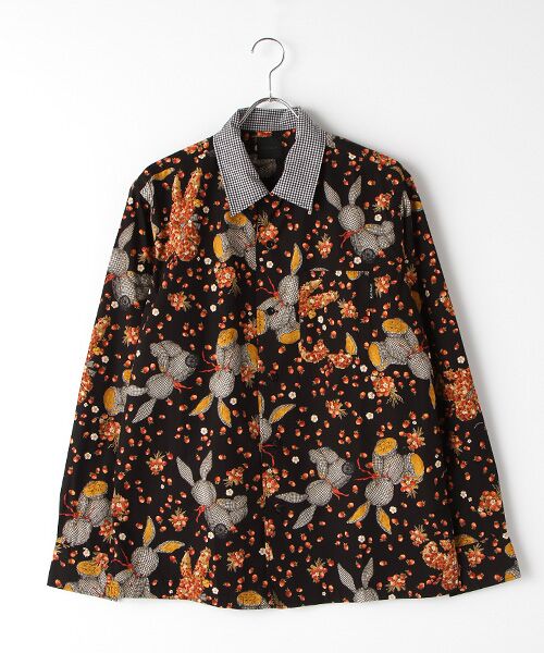 セール】 ギンガムうさぎプリントシャツブラウス （シャツ・ブラウス