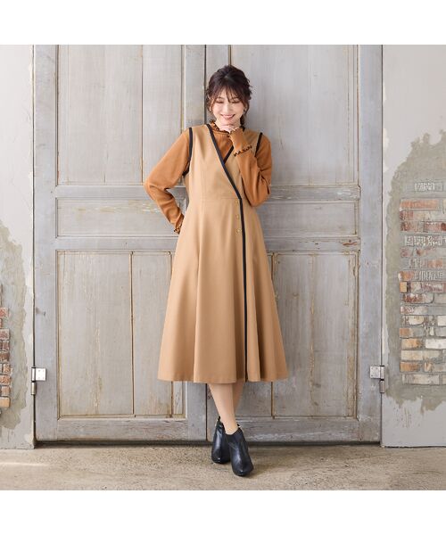 セール】 【UVカット/吸汗性】バイカラージャンパースカート （ミニ丈