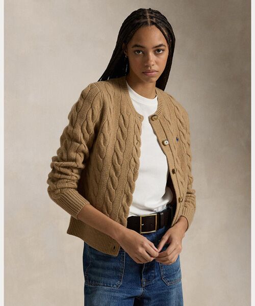 ケーブルニット ウールカシミヤ カーディガン （カーディガン・ボレロ