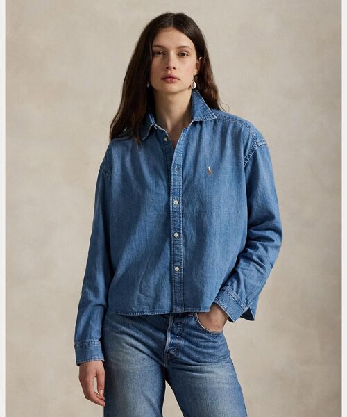 クロップド ボクシー デニム シャツ （シャツ・ブラウス）｜POLO RALPH