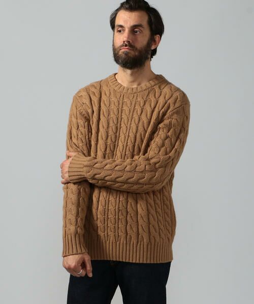 セール】 イタリアンカシミヤ ケーブルクルーネックニット （ニット