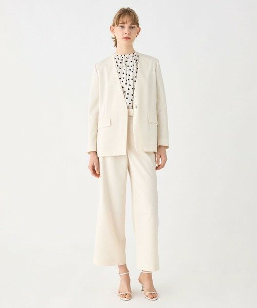 セール】 リネンレーヨンストレッチ タックストレートパンツ （その他