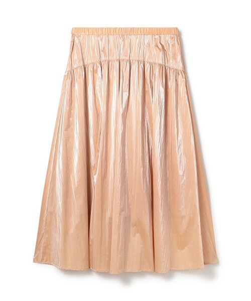 セール】 シャイニーコーティング ギャザーヨークロングスカート