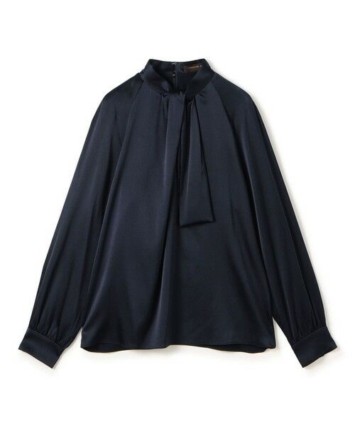 ウォッシャブルサテン フロントタイブラウス （シャツ・ブラウス