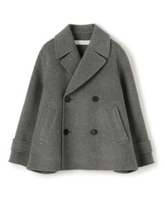 ウールカシミヤグレンチェック ダブルブレストコート （ピーコート