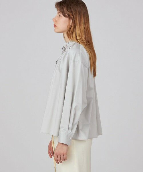 セール】 ハイカウントサテン ネックフリルブラウス （シャツ