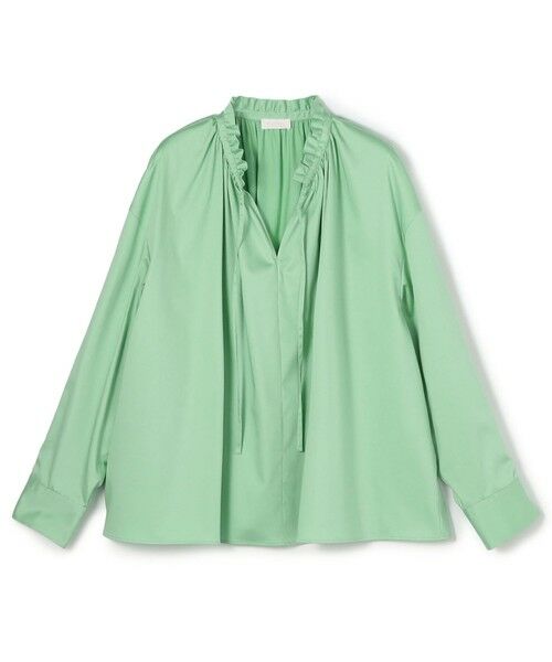 セール】 ハイカウントサテン ネックフリルブラウス （シャツ