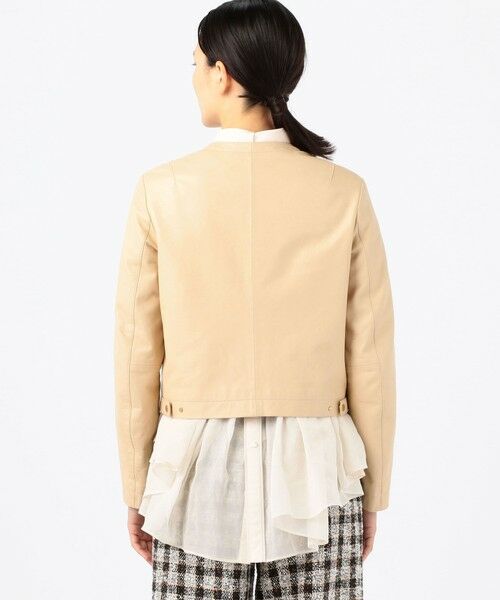 セール】 ライトセミベジタブルレザー ノーカラージャケット （レザー