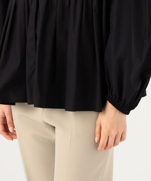 セール】 ブラックコンビネーション ペプラムブラウス （シャツ