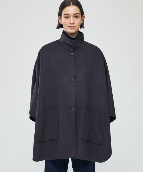 セール】 ライトダブルフェイスシャギー ハイネックポンチョ