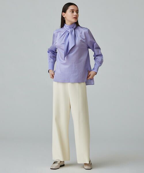 セール】 コットンシルクサテン バックボウタイブラウス （シャツ