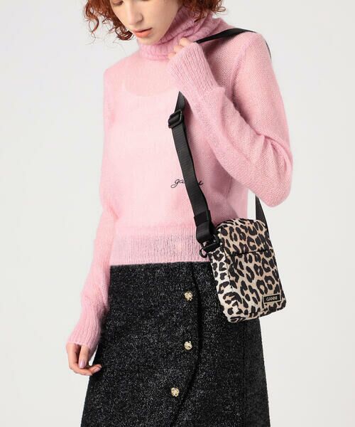 セール】 GANNI Recycled Tech レオパード ショルダーバッグ