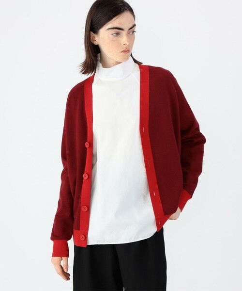 CABaN コットンカシミヤ バイカラーVネックカーディガン （ニット