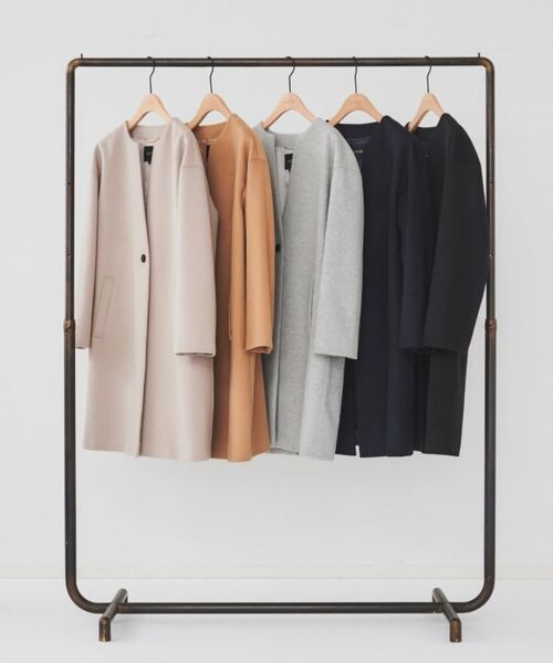 ゆったり/軽やか】カシミヤ混ノーカラーコート （その他アウター