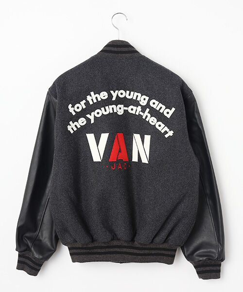 VAN JAC スタジアムジャンパー Lサイズ 袖皮 ネイビー VAN JAC