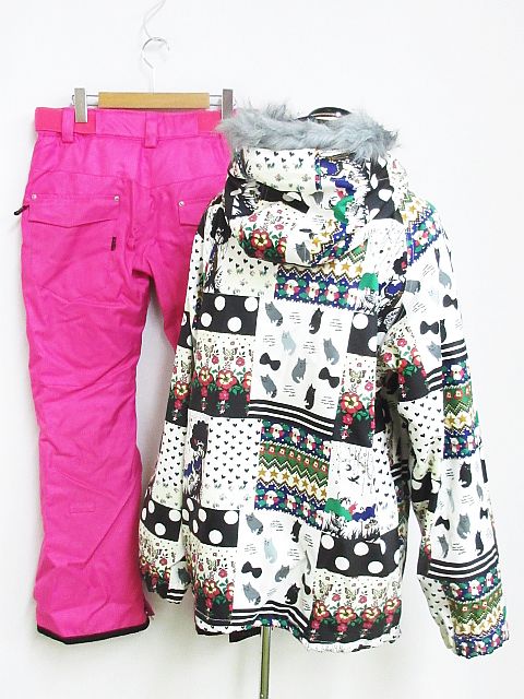新品 スキーウェア上下 レディース 13号 チェック柄 ピンク スノボー