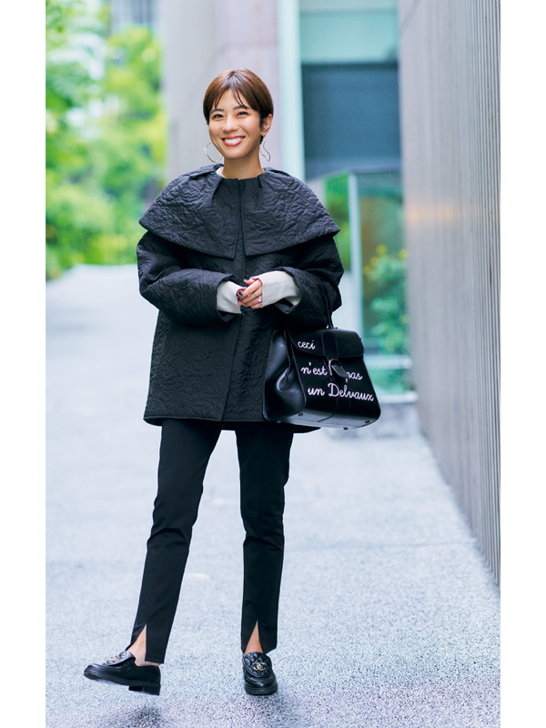 MACHATT・正中雅子さんが着回す「ビッグカラーのパファーアウター