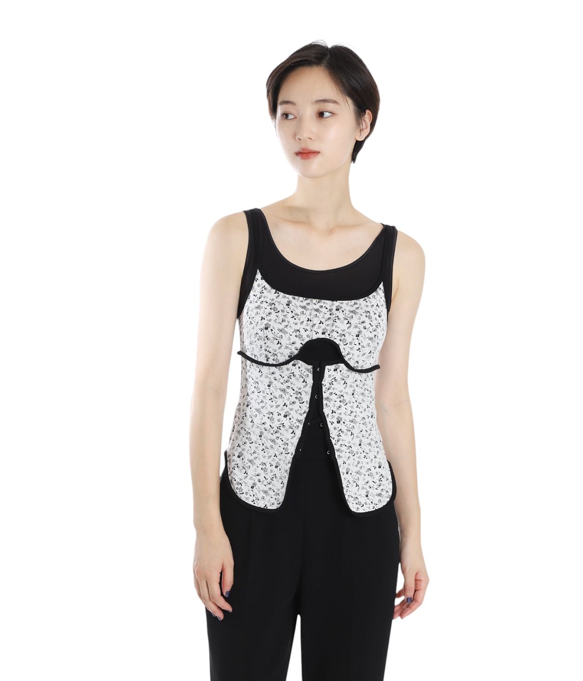 レディース】Floral Jacquard Fraise Stitch Camisole Top | Mame