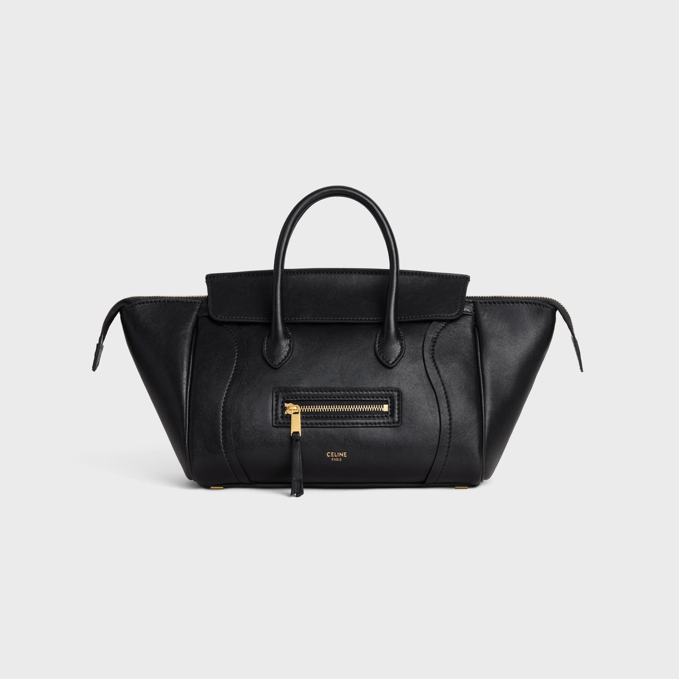MEDIUM NEW LUGGAGE IN SUPPLE SHINY LAMBSKIN - BLACK | CELINE