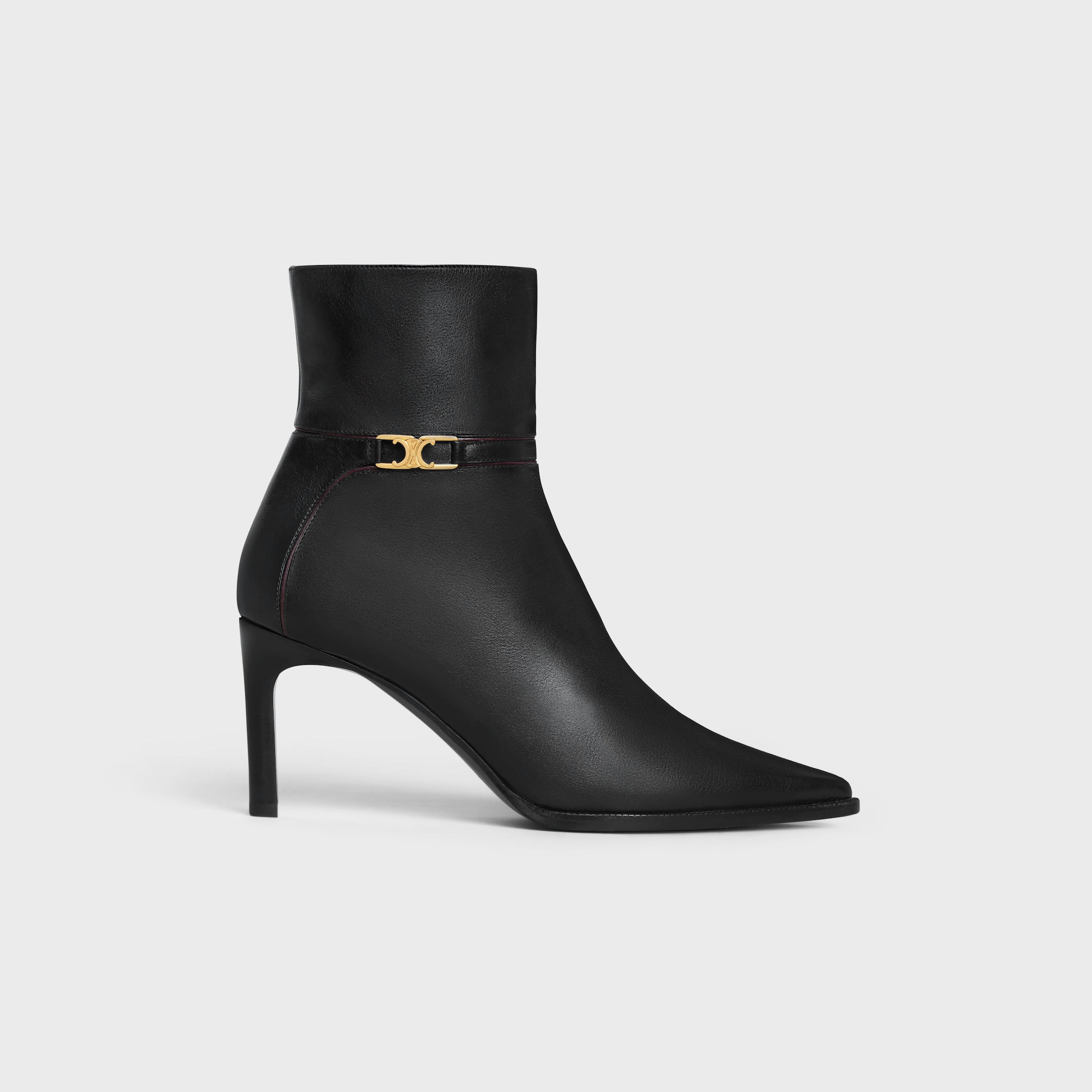 CELINE VERNEUIL ANKLE BOOT WITH TRIOMPHE IN CALFSKIN - BLACK | CELINE