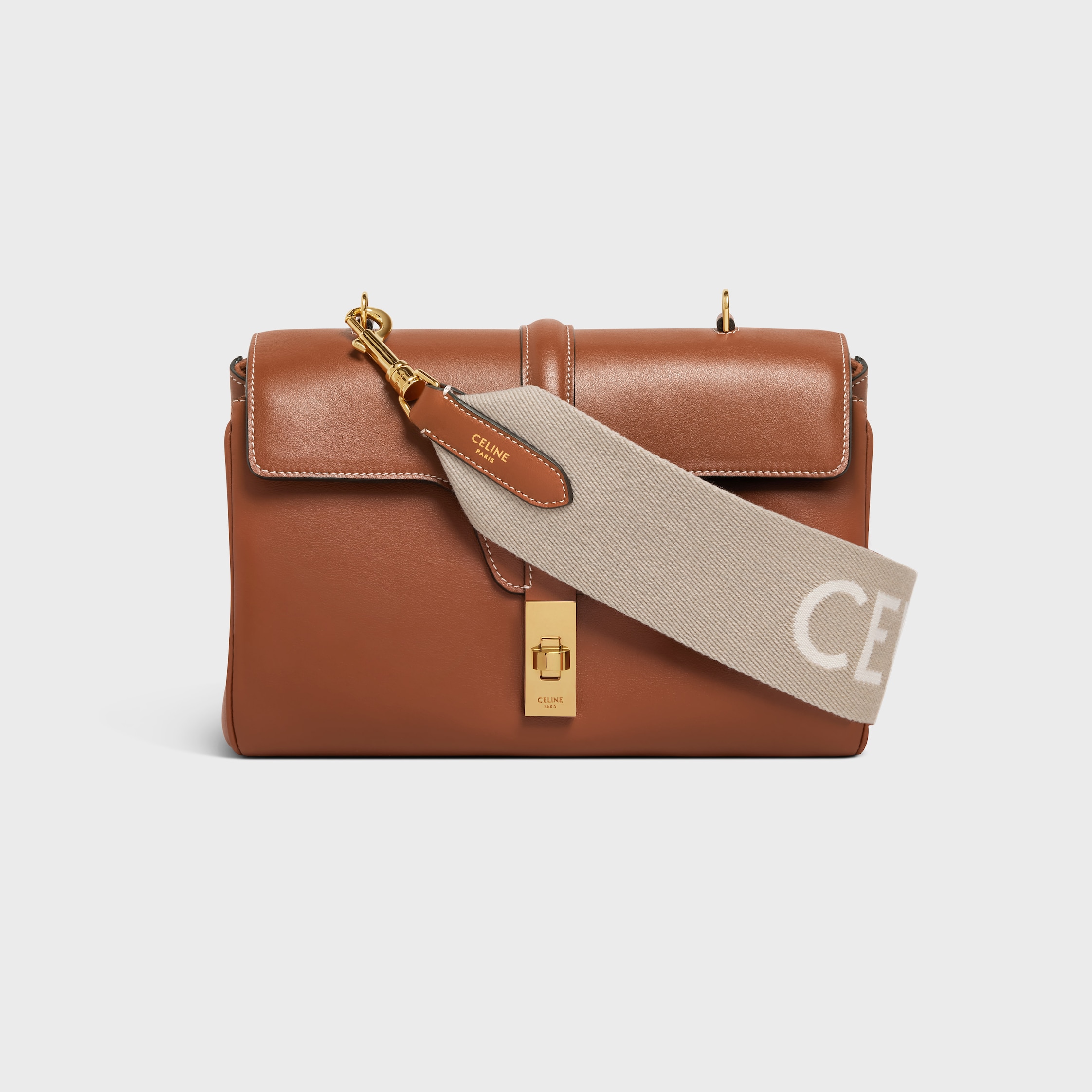 CELINEジャカード ショートストラップ / ウール - ベージュ / ホワイト