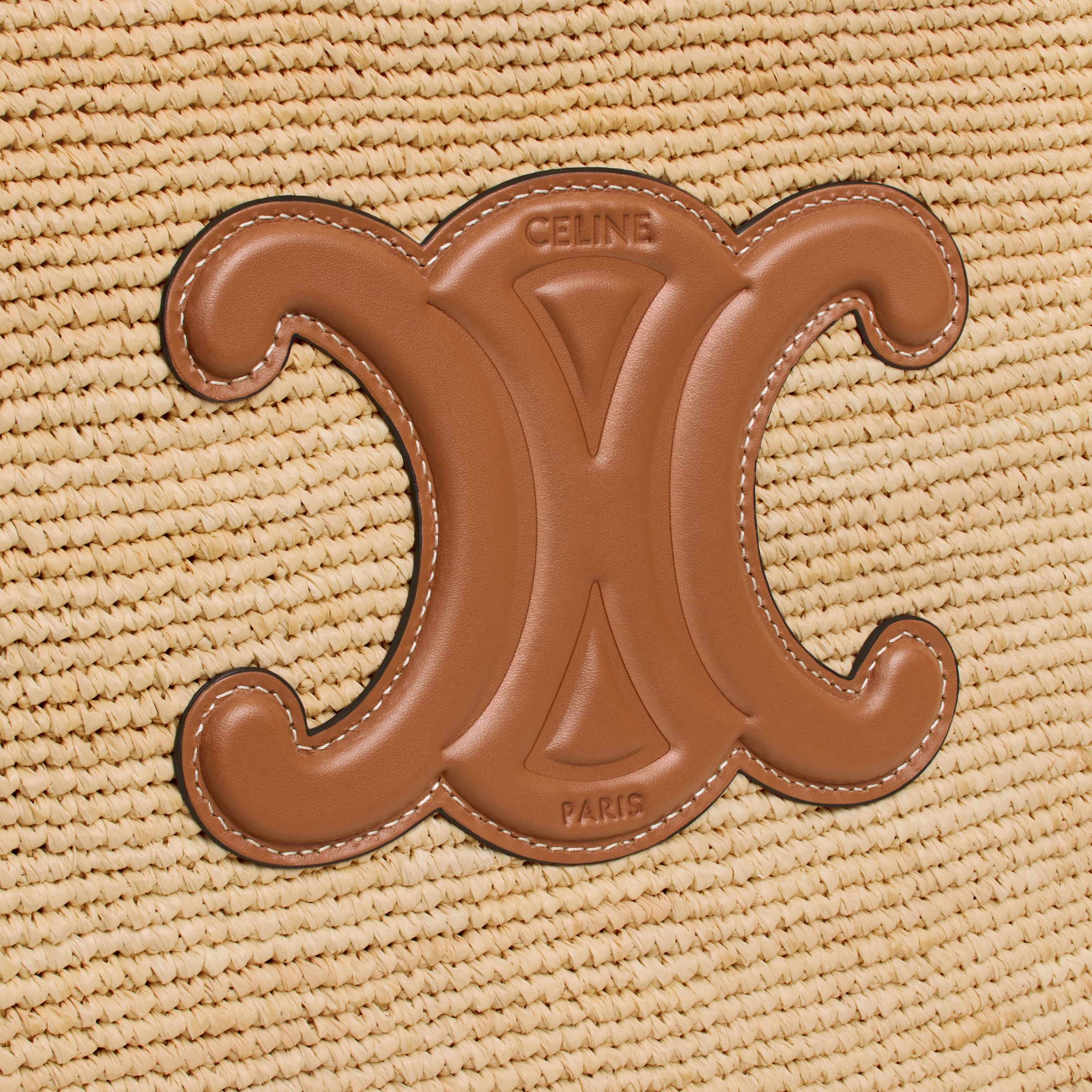 CELINE クラシック パニエ ショッパー カバ / ラフィア & カーフスキン