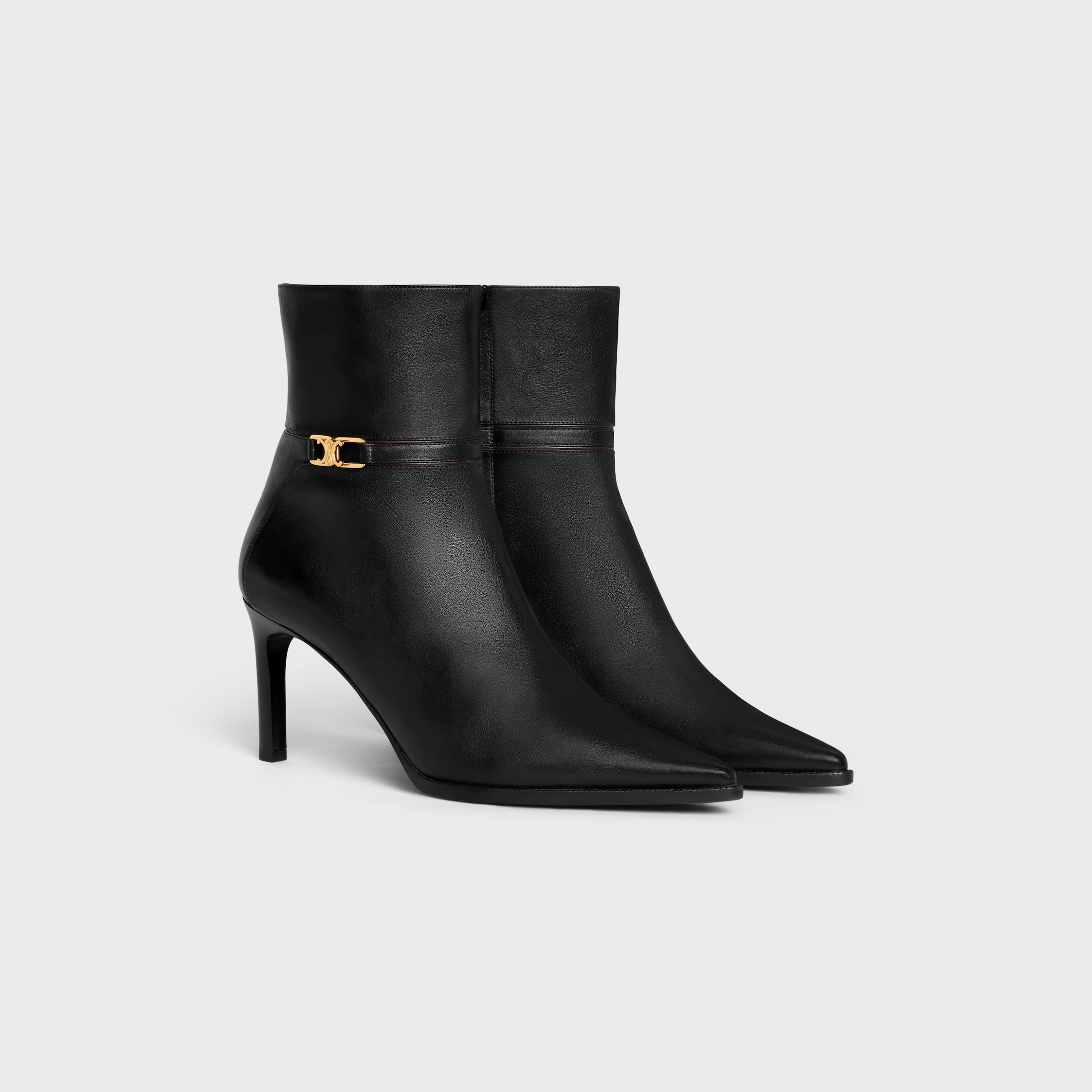 CELINE VERNEUIL ANKLE BOOT WITH TRIOMPHE IN CALFSKIN - BLACK | CELINE