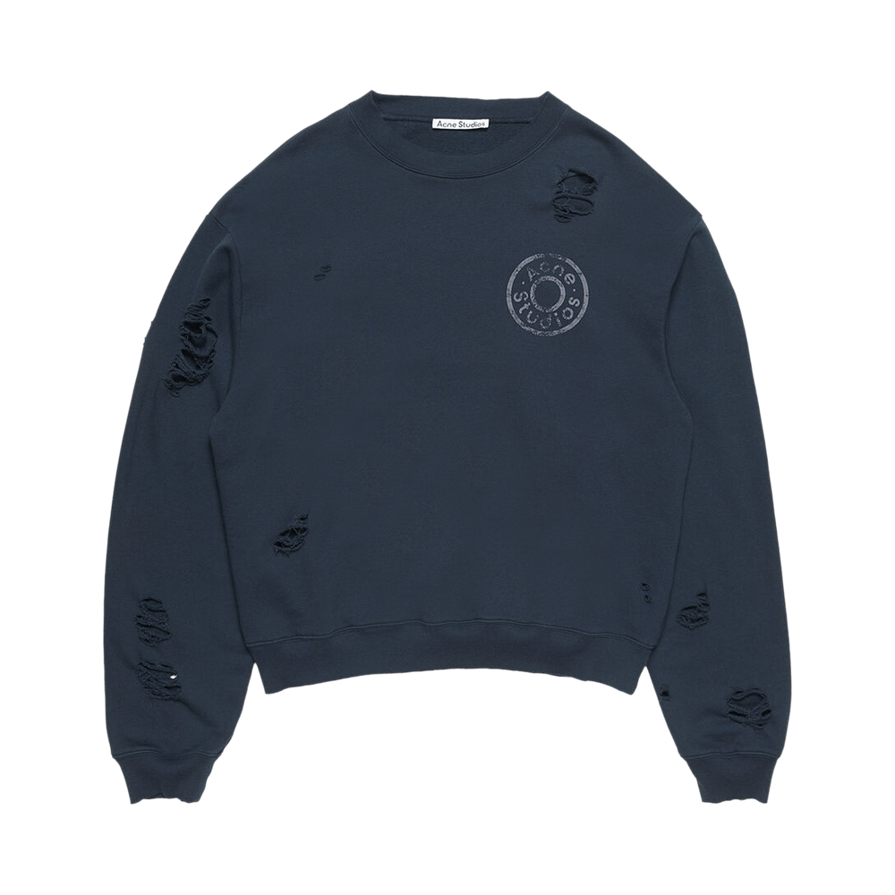 Buy Acne Studios Long-Sleeve Loose Fit Sweatshirt 'Dark Navy
