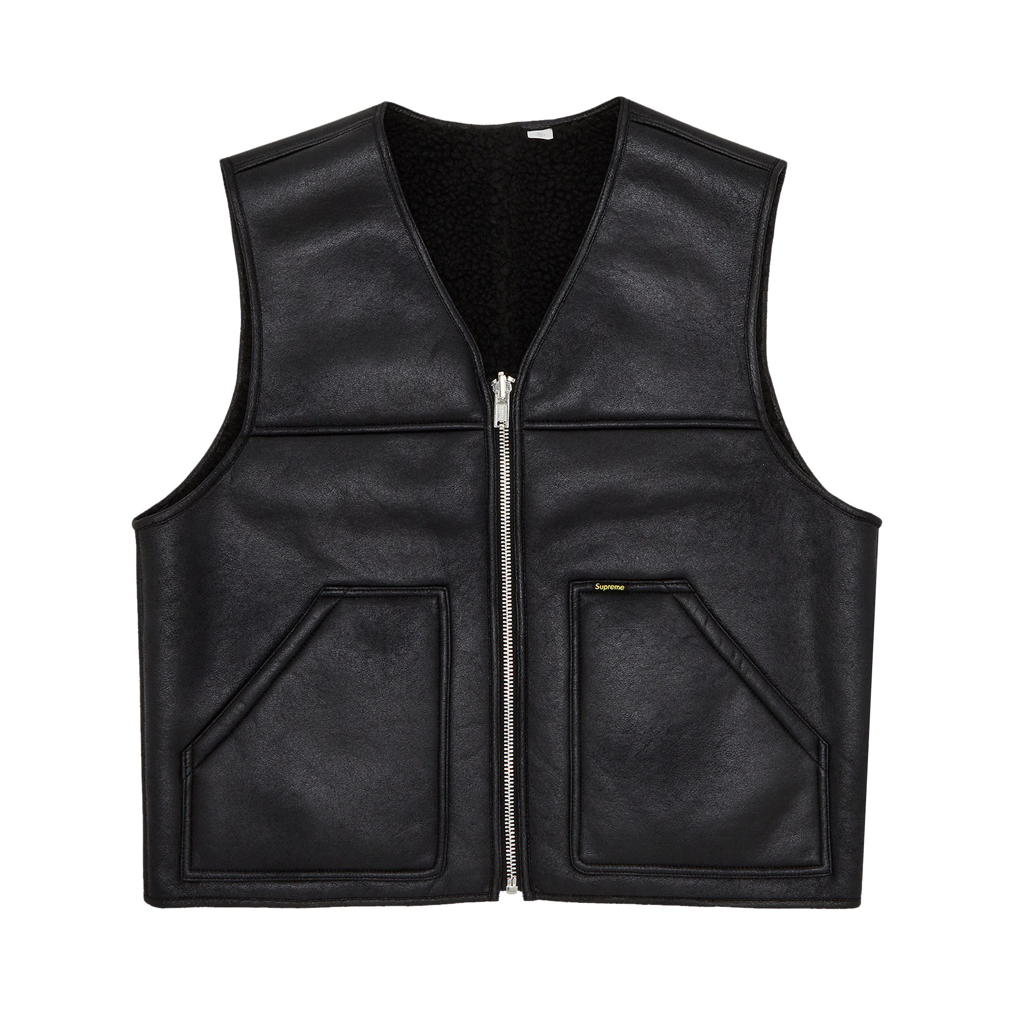 Buy Supreme Reversible Faux Shearling Work Vest 'Black' - FW24J76