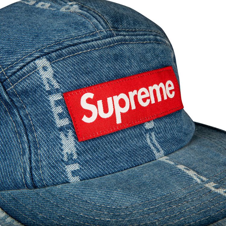 Buy Supreme Logo Stripe Jacquard Denim Camp Cap 'Blue' - FW20H103