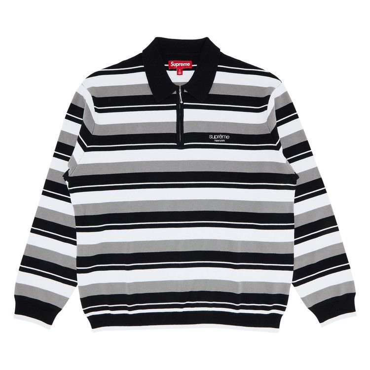 Buy Supreme Stripe Zip Long-Sleeve Polo 'Black' - FW24KN84 BLACK