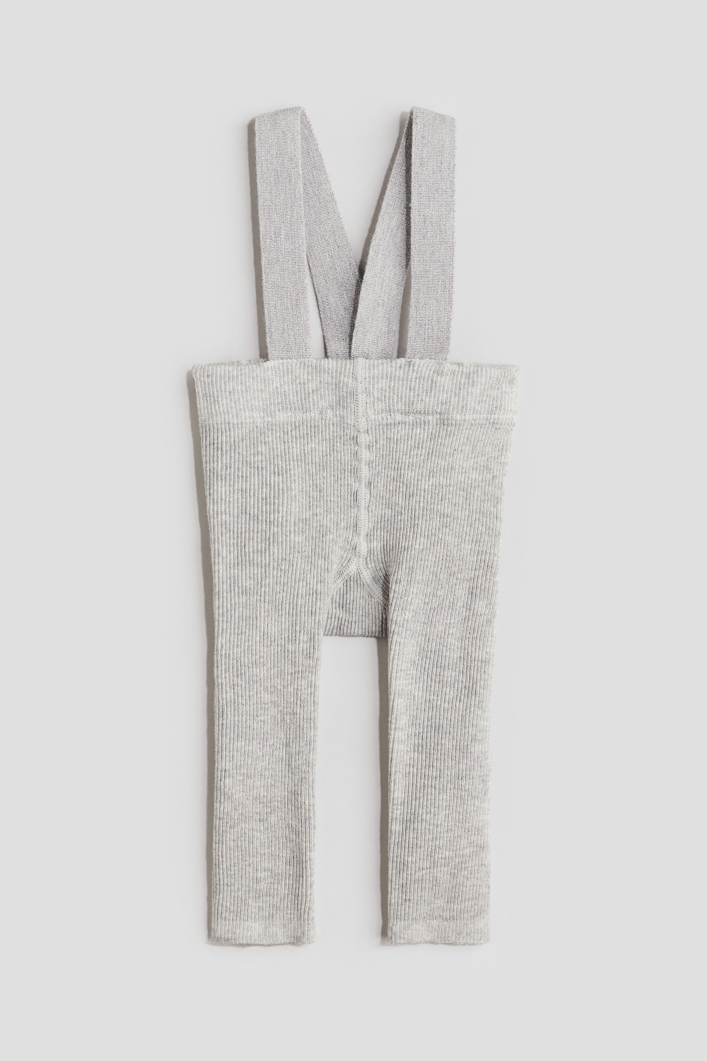 Rib-Knit Leggings with Suspenders - Light gray melange - Kids | H&M US