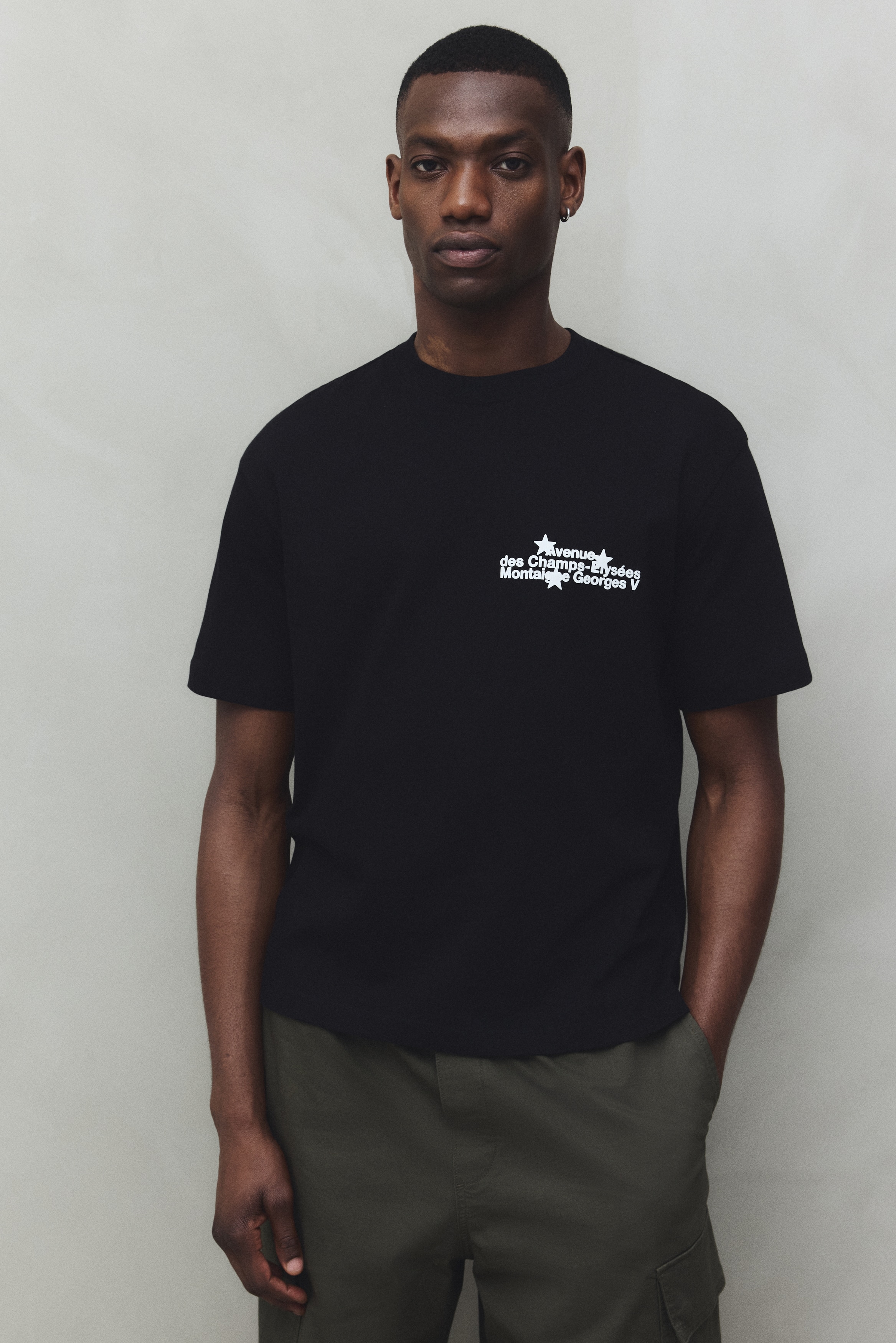 Loose Fit Printed T-shirt - Black/Champs-Élysées - Men | H&M US