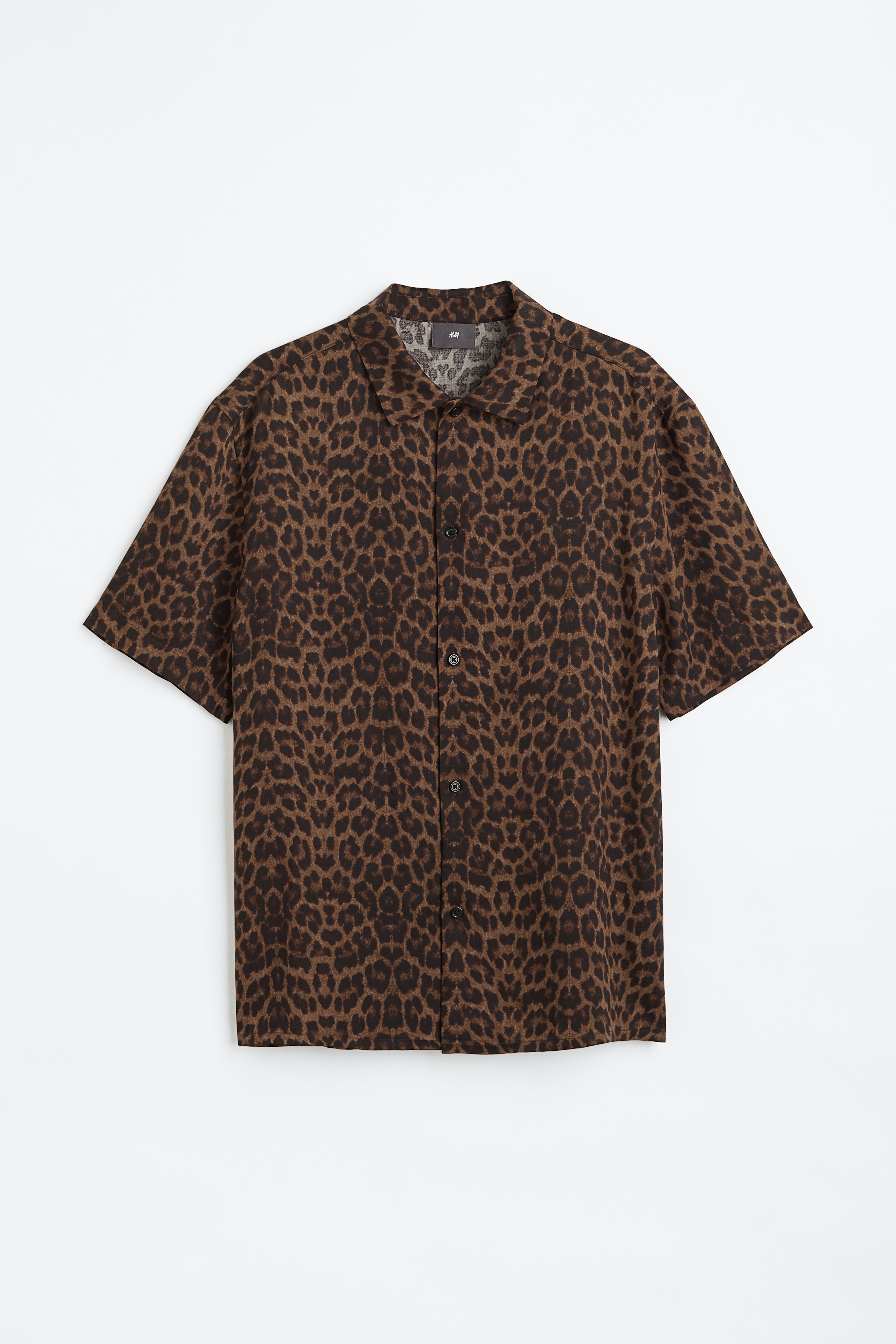 Regular Fit Lyocell Short-sleeved Shirt - White/zebra print - Men