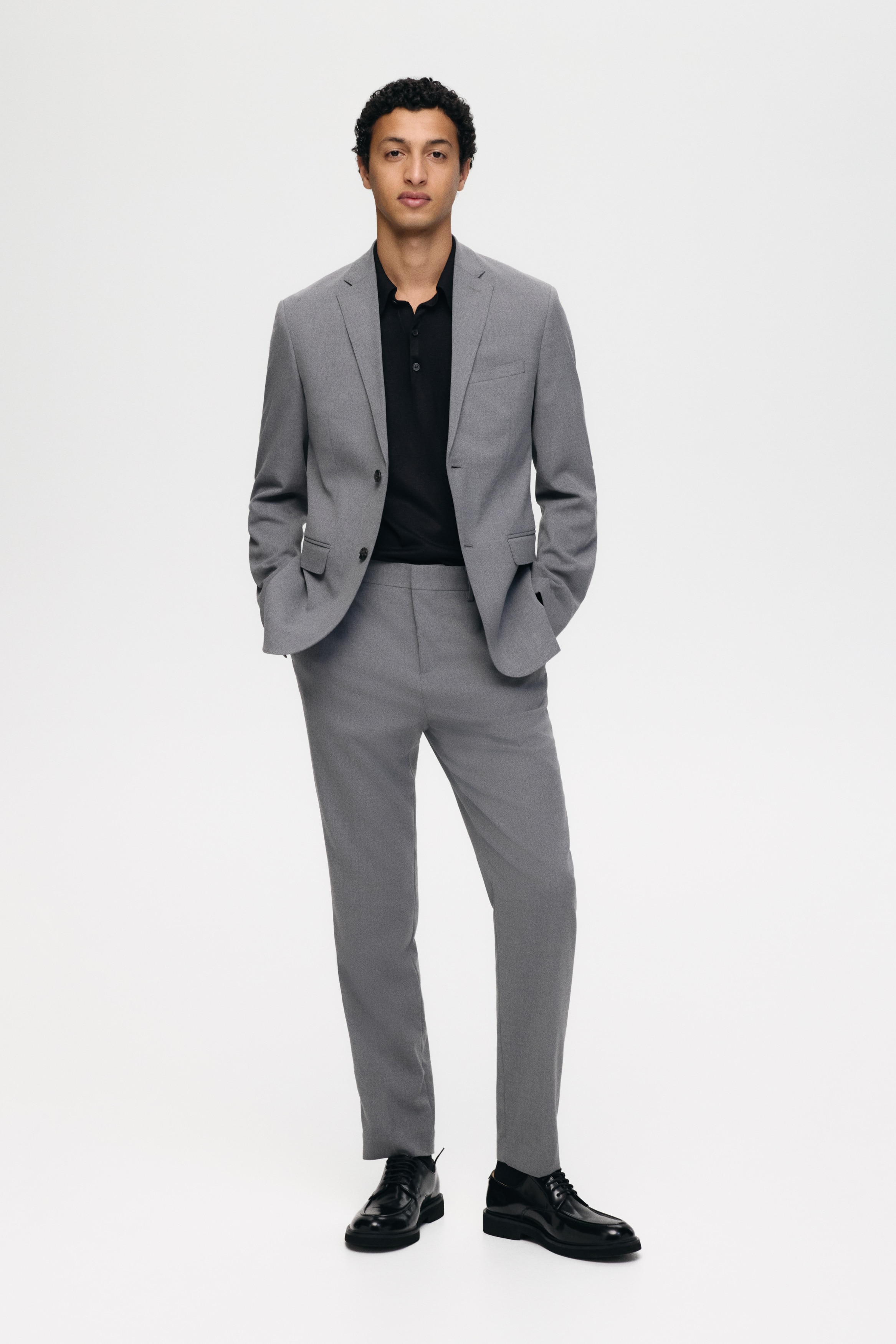スリムフィット シングルブレストジャケット - ダークグレー - Men