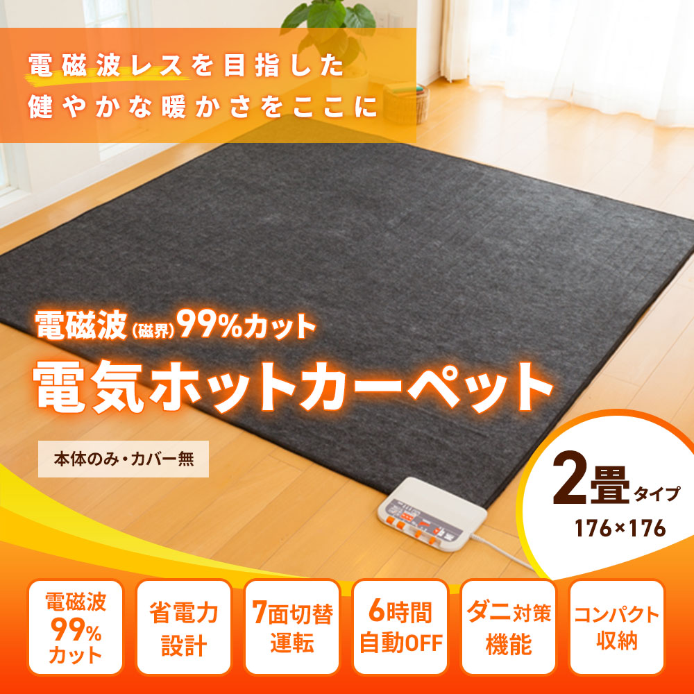 電磁波（磁界）99％カット電気カーペット 2畳用・本体のみ｜電磁波対策