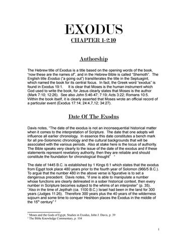 Exodus Chapters 1, 2, Commentary by Mark Dunagan by Mark Dunagan