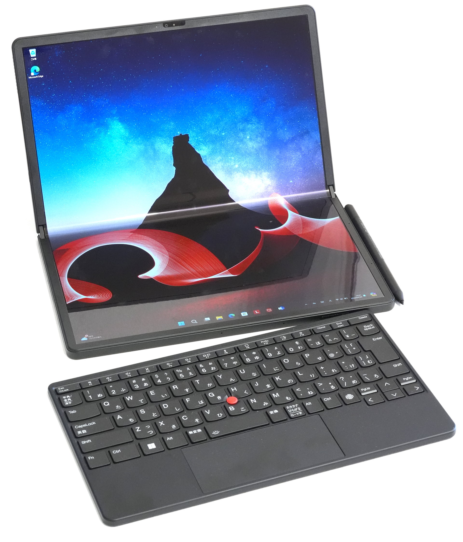 16.3型の折りたたみノートPC「Thinkpad X1 Fold」は“大画面タブレット