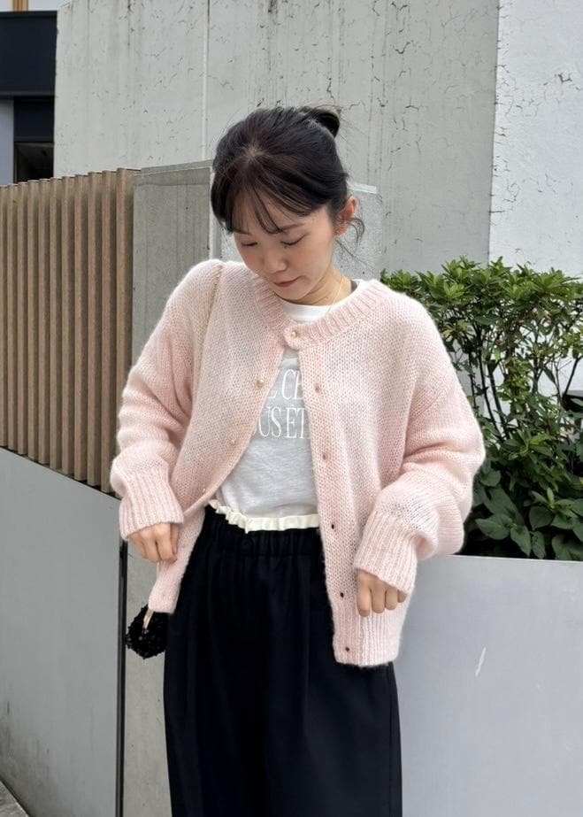 モヘヤのピンクカーディガンコーデ / MIKA / ROPÉ PICNIC ｜J'aDoRe